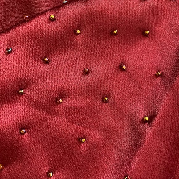 Jones New York Ruby Red Cowl Neck Blouse size 14 with Beading Detail - Picture 5 of 9